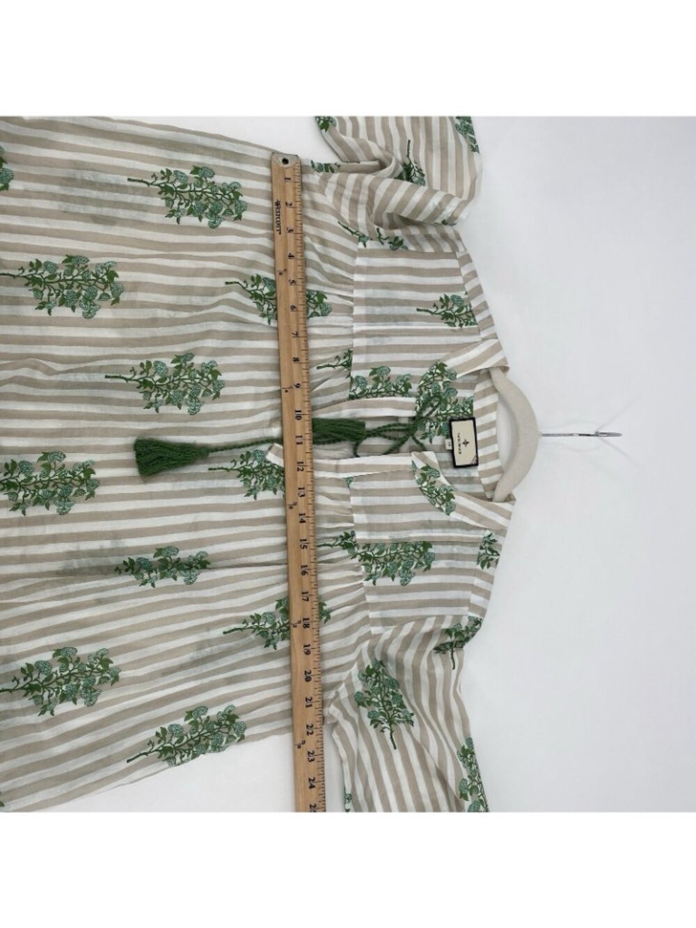 Tuckernuck Womens XS Cream Green Floral Stripes Coastal Tropical Tunic Dress - Picture 8 of 16